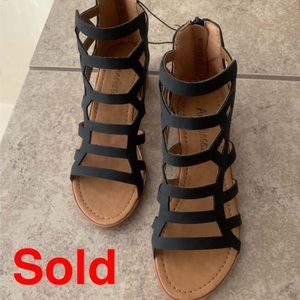 Girl Black “Anneliese” Sandals. Size 2
